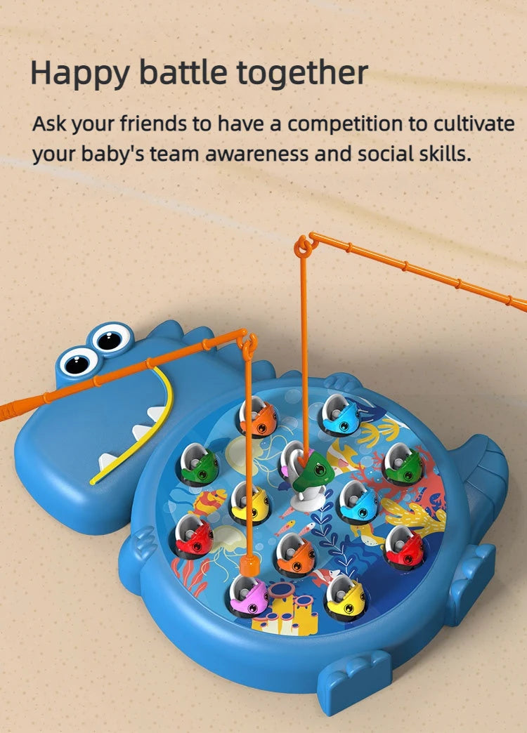 ZENAURA Dinosaur Magnetic Fishing Game  Fun Montessori Learning Toy for Kids 3-6