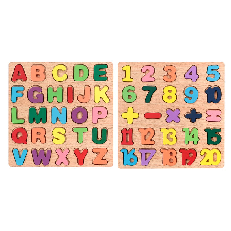 ZENAURA Wooden Alphabet & Number Puzzle , Montessori Educational Learning Toy for Kids 3+ years
