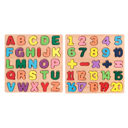 ZENAURA Wooden Alphabet & Number Puzzle , Montessori Educational Learning Toy for Kids 3+ years