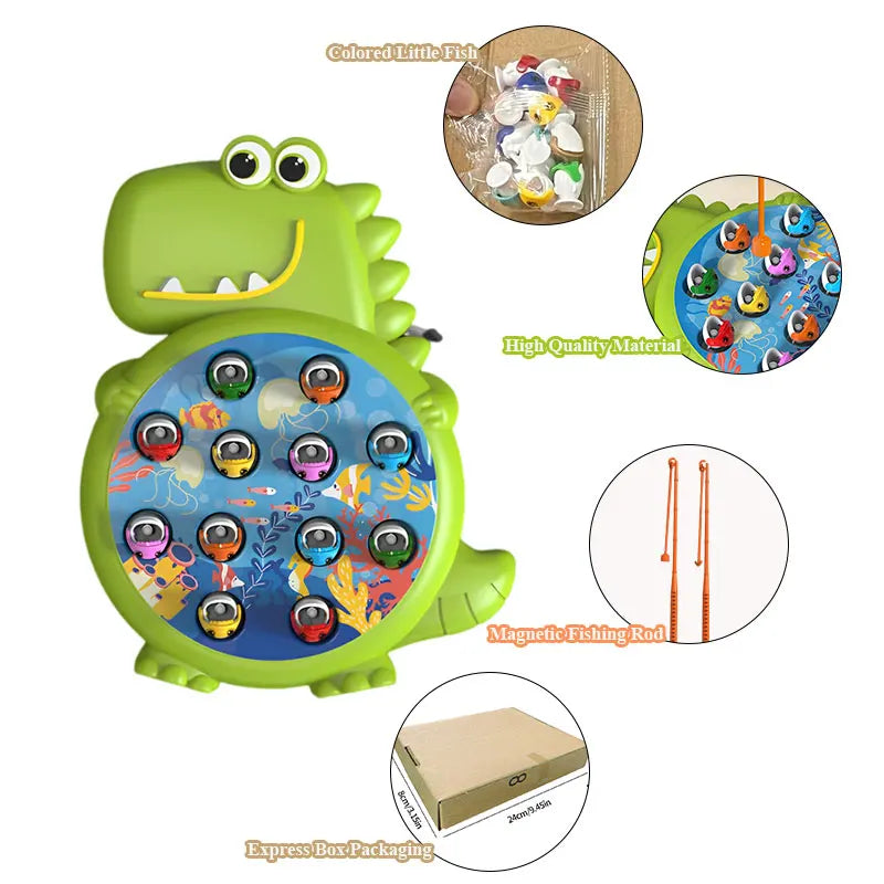ZENAURA Dinosaur Magnetic Fishing Game  Fun Montessori Learning Toy for Kids 3-6